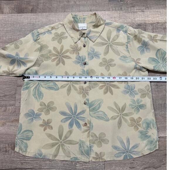 Click Color Me Cotton CMC Size Large Tencel Hawaiian Button Up Shirt Floral Top - Picture 6 of 6